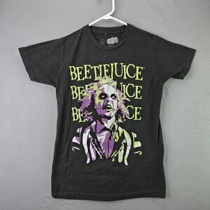 Beetlejuice Graphic T-Shirt Mens Small Black Cotton Movie Promo Short Sleeve
